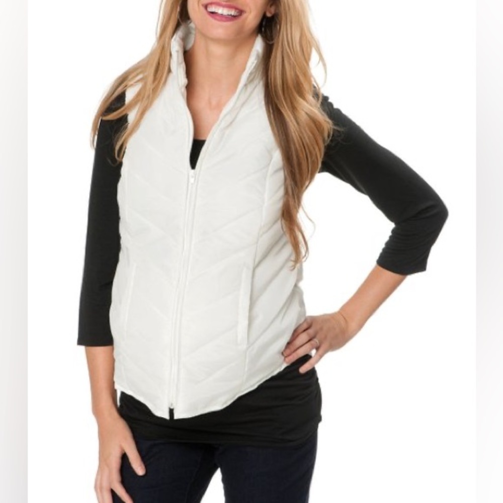 Motherhood Cream Quilted Maternity Puffer Vest